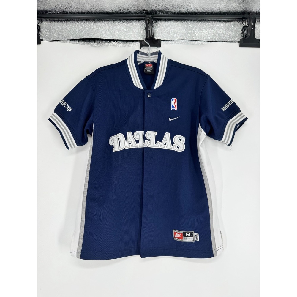 Vintage Nike NBA Dallas Mavericks Warm Up‎ Jersey Button Up Medium Short Sleeve